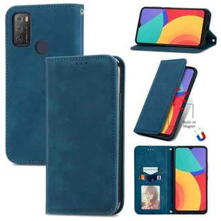 For Alcatel 1S 2021 Retro Skin Feel Business Magnetic Horizontal Flip Leather Case with Holder & Card Slots & Wallet & Photo Frame(Blue)