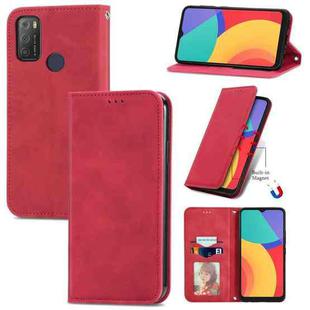 For Alcatel 1S 2021 Retro Skin Feel Business Magnetic Horizontal Flip Leather Case with Holder & Card Slots & Wallet & Photo Frame(Red)