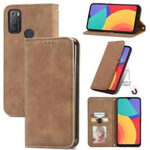 For Alcatel 1S 2021 Retro Skin Feel Business Magnetic Horizontal Flip Leather Case with Holder & Card Slots & Wallet & Photo Frame(Brwon)
