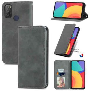 For Alcatel 1S 2021 Retro Skin Feel Business Magnetic Horizontal Flip Leather Case with Holder & Card Slots & Wallet & Photo Frame(Gray)