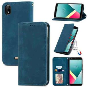 For Wiko Y61 Retro Skin Feel Business Magnetic Horizontal Flip Leather Case with Holder & Card Slots & Wallet & Photo Frame(Blue)