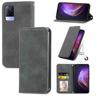 For vivo V21 Retro Skin Feel Business Magnetic Horizontal Flip Leather Case with Holder & Card Slots & Wallet & Photo Frame(Gray)