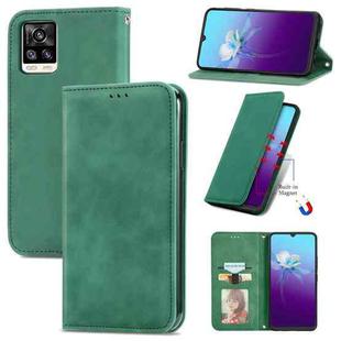 For vivo V20 2021 Retro Skin Feel Business Magnetic Horizontal Flip Leather Case with Holder & Card Slots & Wallet & Photo Frame(Green)