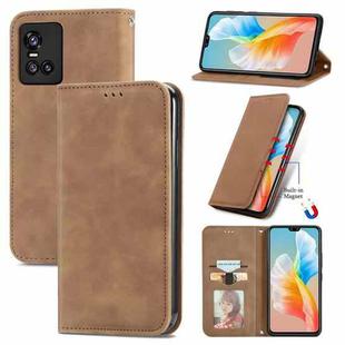 For vivo S10/ S10 Pro Retro Skin Feel Business Magnetic Horizontal Flip Leather Case with Holder & Card Slots & Wallet & Photo Frame(Brwon)