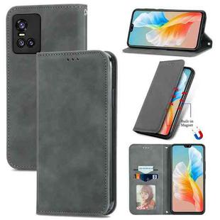 For vivo S10/ S10 Pro Retro Skin Feel Business Magnetic Horizontal Flip Leather Case with Holder & Card Slots & Wallet & Photo Frame(Gray)