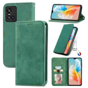For vivo S10/ S10 Pro Retro Skin Feel Business Magnetic Horizontal Flip Leather Case with Holder & Card Slots & Wallet & Photo Frame(Green)