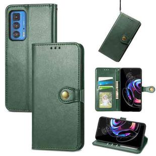 For Motorola Edge 20 Pro Solid Color Leather Buckle Phone Case with Lanyard & Photo Frame & Card Slot & Wallet & Stand Function(Green)