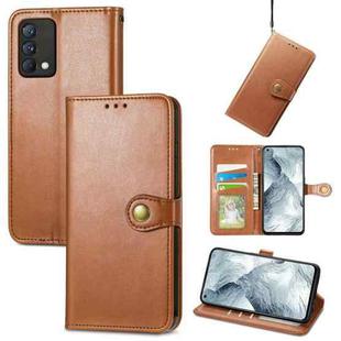 For OPPO Realme GT Master Solid Color Leather Buckle Phone Case with Lanyard & Photo Frame & Card Slot & Wallet & Stand Function(Brwon)