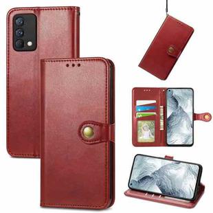 For OPPO Realme GT Master Solid Color Leather Buckle Phone Case with Lanyard & Photo Frame & Card Slot & Wallet & Stand Function(Red)