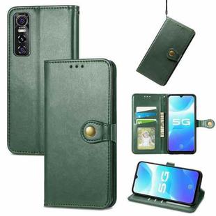 For vivo S7e Solid Color Leather Buckle Phone Case (Green)