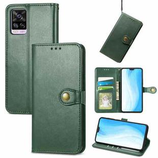 For vivo S7 Solid Color Leather Buckle Phone Case (Green)