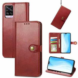 For vivo S7 Solid Color Leather Buckle Phone Case (Red)