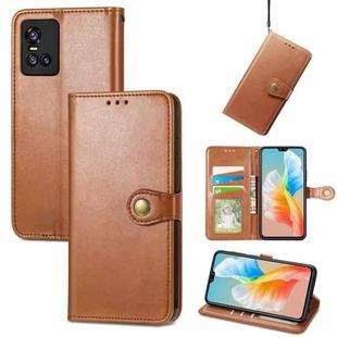 For vivo S10 / S10 Pro Solid Color Leather Buckle Phone Case  (Brwon)