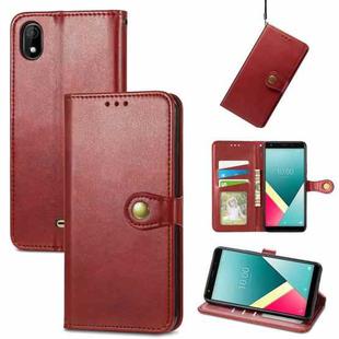 For Wiko Y61 Solid Color Leather Buckle Phone Case with Lanyard & Photo Frame & Card Slot & Wallet & Stand Function(Red)