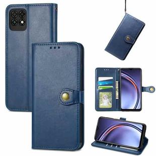 For Huawei Maimang 10 SE Solid Color Leather Buckle Phone Case with Lanyard & Photo Frame & Card Slot & Wallet & Stand Function(Blue)