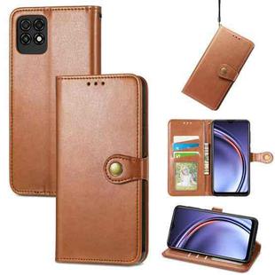 For Huawei Maimang 10 SE Solid Color Leather Buckle Phone Case with Lanyard & Photo Frame & Card Slot & Wallet & Stand Function(Brwon)