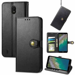 For Nokia C01 Plus Solid Color Leather Buckle Phone Case with Lanyard & Photo Frame & Card Slot & Wallet & Stand Function(Black)