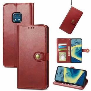 For Nokia XR 20 Solid Color Leather Buckle Phone Case with Lanyard & Photo Frame & Card Slot & Wallet & Stand Function(Red)