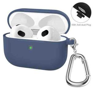 ENKAY Hat-Prince Thickened Silicone Protective Case Shock-Absorbing Cover with Keychain for Apple AirPods 3(Dark Blue)