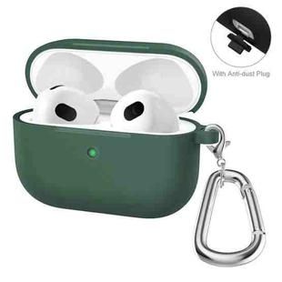 ENKAY Hat-Prince Thickened Silicone Protective Case Shock-Absorbing Cover with Keychain for Apple AirPods 3(Dark Green)