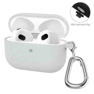 ENKAY Hat-Prince Thickened Silicone Protective Case Shock-Absorbing Cover with Keychain for Apple AirPods 3(Light Grey)