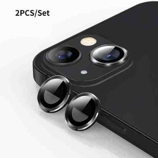 For iPhone 13 ENKAY Hat-Prince Aluminium Alloy + Tempered Glass Camera Lens Cover Film Ring(Black)