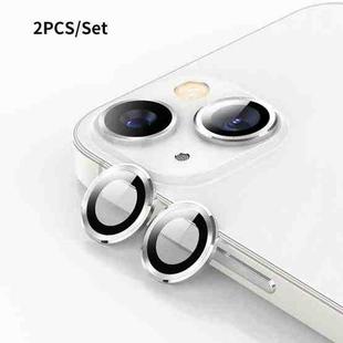 For iPhone 13 ENKAY Hat-Prince Aluminium Alloy + Tempered Glass Camera Lens Cover Film Ring(Silver)