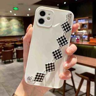 For iPhone 11 Pro Max Creative Shockproof Silicone TPU Protective Case with Wrist Bracelet Chain (White)