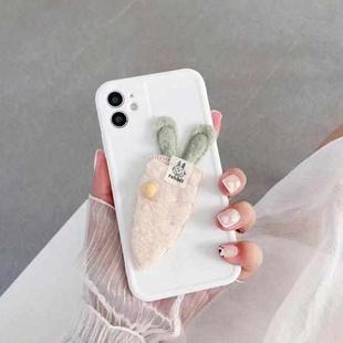 For iPhone 11 Pro Cartoon Plush Carrot Bunny Shockproof Silicone TPU Case (White)