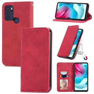 For Motorola  G60 S Retro Skin Feel Business Magnetic Horizontal Flip Leather Case with Holder & Card Slots & Wallet & Photo Frame(Red)
