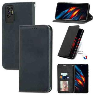 For TECNO Pova 2 Retro Skin Feel Business Magnetic Horizontal Flip Leather Case with Holder & Card Slots & Wallet & Photo Frame(Black)