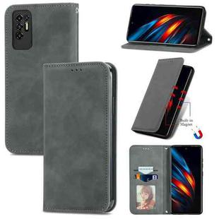 For TECNO Pova 2 Retro Skin Feel Business Magnetic Horizontal Flip Leather Case with Holder & Card Slots & Wallet & Photo Frame(Grey)