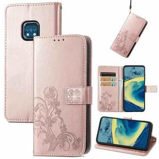 For Nokia  XR 20 Four-leaf Clasp Embossed Buckle Mobile Phone Protection Leather Case with Lanyard & Card Slot & Wallet & Bracket Function(Rose Gold)