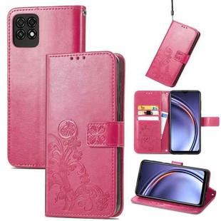 For Huawei Maimang 10 SE Four-leaf Clasp Embossed Buckle Mobile Phone Protection Leather Case with Lanyard & Card Slot & Wallet & Bracket Function(Magenta)