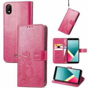 For Wiko Y61 Four-leaf Clasp Embossed Buckle Mobile Phone Protection Leather Case with Lanyard & Card Slot & Wallet & Bracket Function(Magenta)
