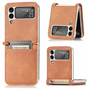 For Samsung Galaxy Z Flip3 5G Litchi Pattern Folding Leather Shockproof Card All-inclusive Case(Brown)