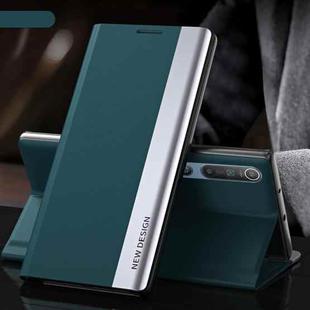 For Xiaomi Mi 10 / Mi 10 Pro Side Electroplated Magnetic Ultra-Thin Horizontal Flip Leather Case with Holder(Green)
