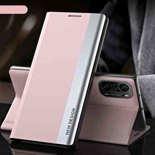 For Xiaomi Mi 11i / Poco F3 / Redmi K40 / K40 Pro Side Electroplated Magnetic Ultra-Thin Horizontal Flip Leather Case with Holder(Pink)