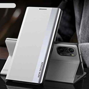 For Xiaomi Mi 11i / Poco F3 / Redmi K40 / K40 Pro Side Electroplated Magnetic Ultra-Thin Horizontal Flip Leather Case with Holder(Silver)
