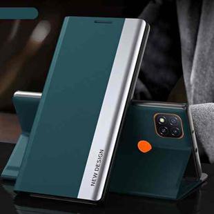 For Xiaomi Redmi 9C Side Electroplated Magnetic Ultra-Thin Horizontal Flip Leather Case with Holder(Green)