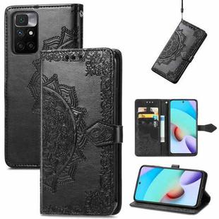 For Xiaomi Redmi 10 Mandala Embossing Pattern Horizontal Flip Leather Case with Holder & Card Slots & Wallet & Lanyard(Black)