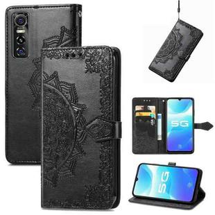 For vivo S7 E Mandala Embossing Pattern Horizontal Flip Leather Case with Holder & Card Slots & Wallet & Lanyard(Black)