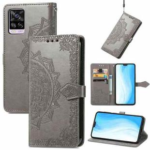 For vivo S7 Mandala Embossing Pattern Horizontal Flip Leather Case with Holder & Card Slots & Wallet & Lanyard(Gray)