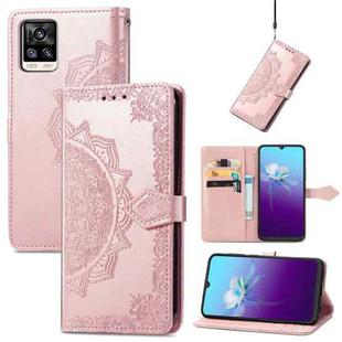 For vivo V20 2021 Mandala Embossing Pattern Horizontal Flip Leather Case with Holder & Card Slots & Wallet & Lanyard(Rose Gold)