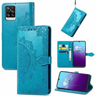 For vivo V20 2021 Mandala Embossing Pattern Horizontal Flip Leather Case with Holder & Card Slots & Wallet & Lanyard(Blue)