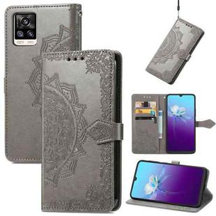 For vivo V20 2021 Mandala Embossing Pattern Horizontal Flip Leather Case with Holder & Card Slots & Wallet & Lanyard(Gray)