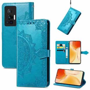 For vivo X70 Pro Mandala Embossing Pattern Horizontal Flip Leather Case with Holder & Card Slots & Wallet & Lanyard(Blue)
