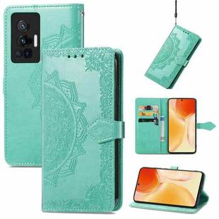 For vivo X70 Pro Mandala Embossing Pattern Horizontal Flip Leather Case with Holder & Card Slots & Wallet & Lanyard(Green)