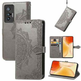 For vivo X70 Mandala Embossing Pattern Horizontal Flip Leather Case with Holder & Card Slots & Wallet & Lanyard(Gray)