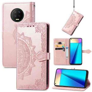 For Infinix Note 7 Mandala Embossing Pattern Horizontal Flip Leather Case with Holder & Card Slots & Wallet & Lanyard(Rose Gold)